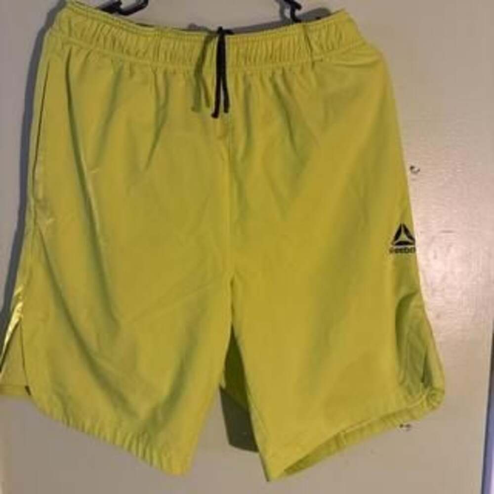 Reebok Neon Yellow Athletic Shorts with Drawstring Waist